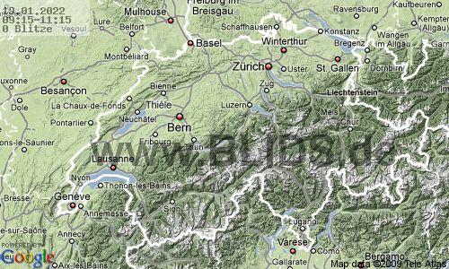 Lightning Switzerland 10:15 UTC Wed 19 Jan