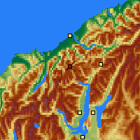 Nearby Forecast Locations - Mt Aspiring NP - Map