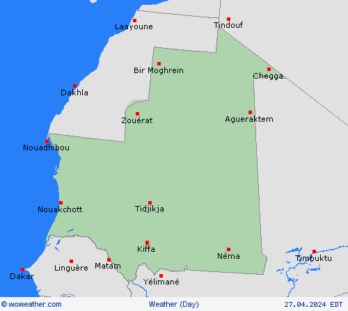 visión general Mauritania Africa Mapas de pronósticos