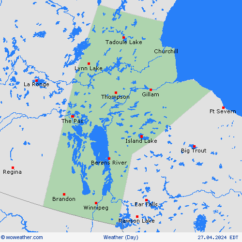visión general Manitoba North America Mapas de pronósticos