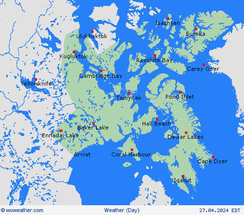 visión general Nunavut North America Mapas de pronósticos
