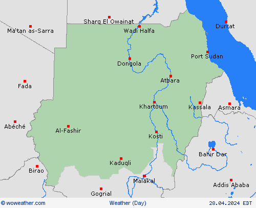 visión general Sudan Africa Mapas de pronósticos