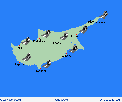 road conditions Cyprus Europe Forecast maps