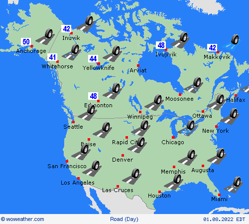 road conditions  North America Forecast maps