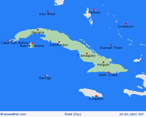 road conditions Cuba Central America Forecast maps