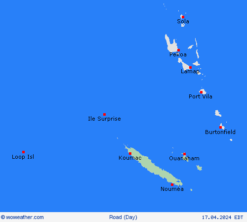 road conditions New Caledonia Oceania Forecast maps