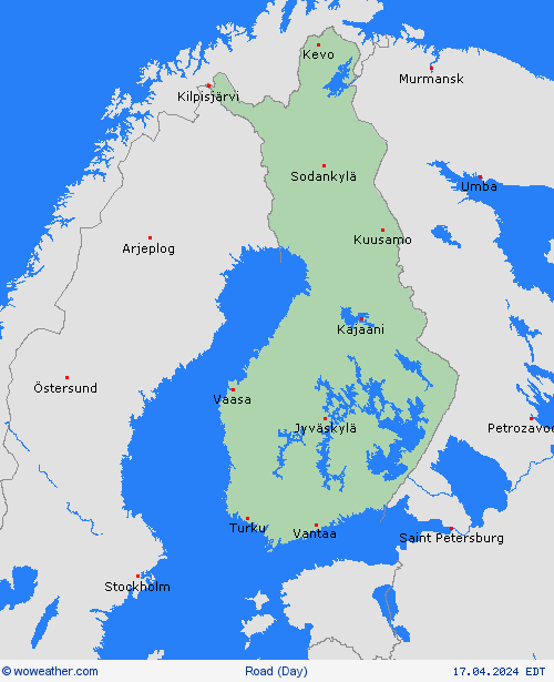 road conditions Finland Europe Forecast maps