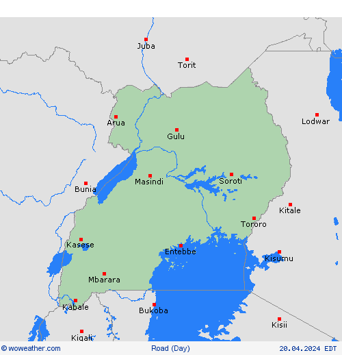 road conditions Uganda Africa Forecast maps