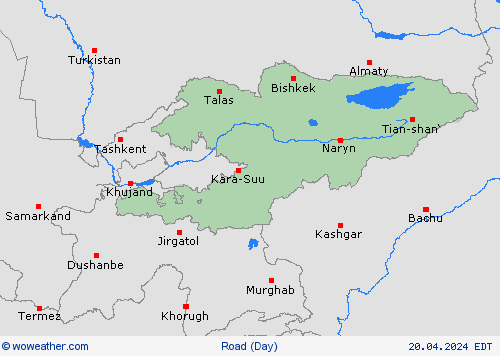 road conditions Kyrgyzstan Asia Forecast maps