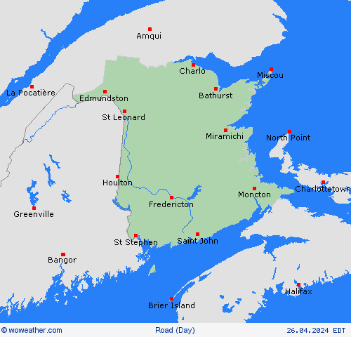 road conditions New Brunswick North America Forecast maps