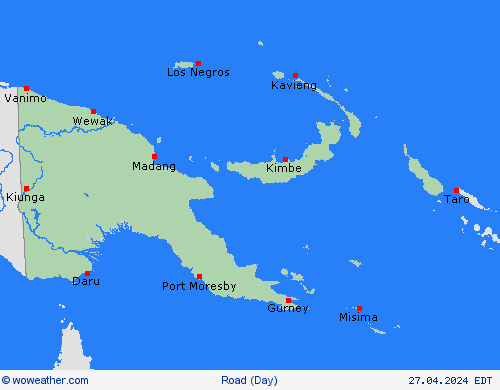 estado de la vía Papua New Guinea Oceania Mapas de pronósticos