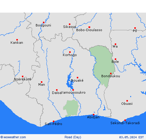 road conditions Côte d'Ivoire Africa Forecast maps