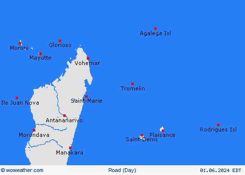 estado de la vía Reunion Africa Mapas de pronósticos
