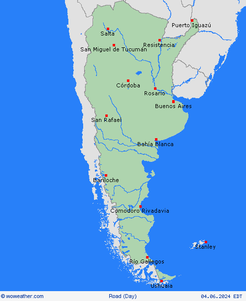 road conditions Argentina South America Forecast maps