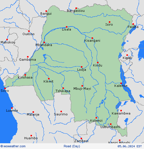estado de la vía Dem. Rep. Congo Africa Mapas de pronósticos