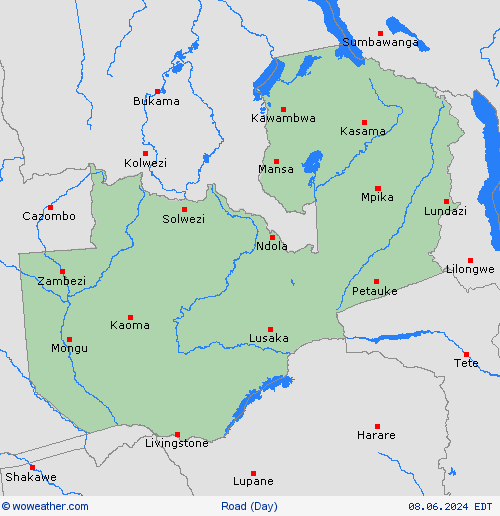 road conditions Zambia Africa Forecast maps