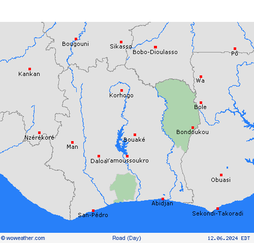 road conditions Côte d'Ivoire Africa Forecast maps