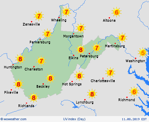 uv index  USA Forecast maps