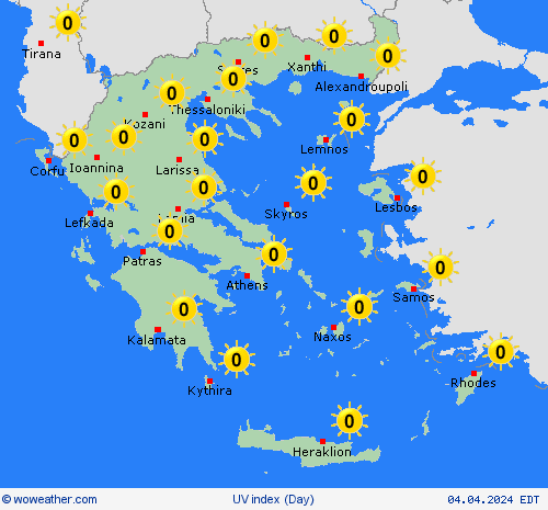 uv index Greece Europe Forecast maps