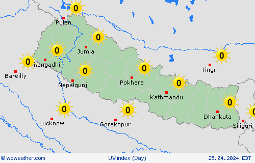 uv index Nepal Asia Forecast maps