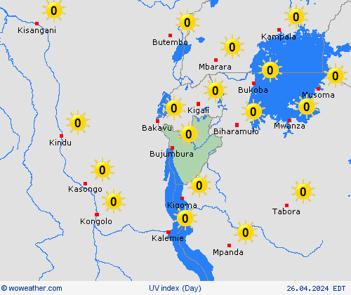 uv index Burundi Africa Forecast maps