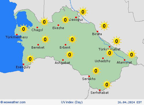 uv index Turkmenistan Asia Forecast maps