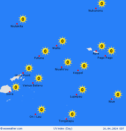 uv index Futuna and Wallis Oceania Forecast maps