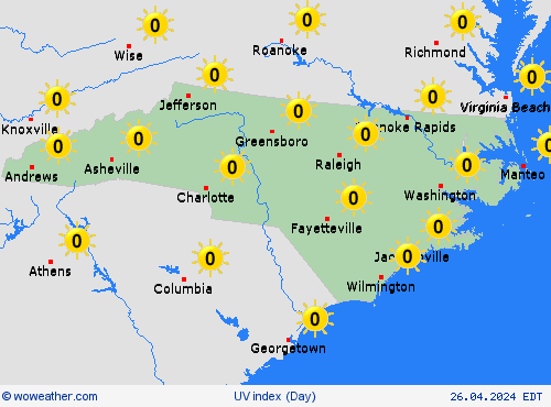 uv index  North America Forecast maps