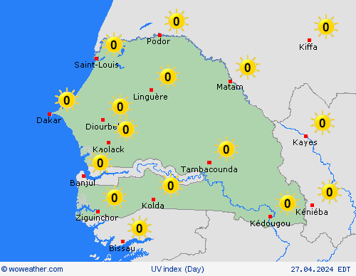 uv index Senegal Africa Forecast maps