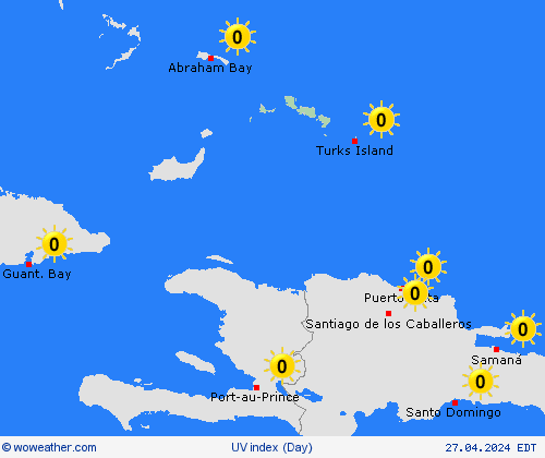 uv index Turks and Caicos Central America Forecast maps