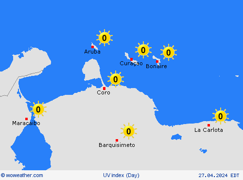 índice uv Netherl.  Antilles South America Mapas de pronósticos
