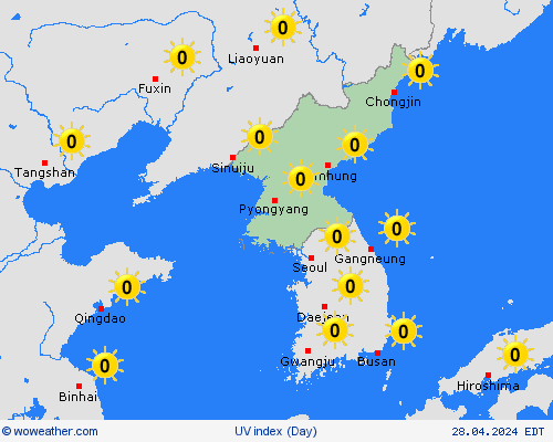 uv index North Korea Asia Forecast maps