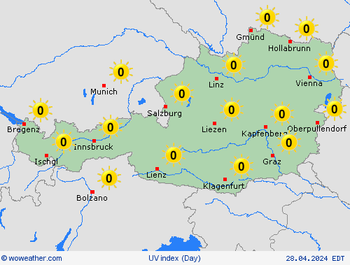 índice uv Austria Europe Mapas de pronósticos