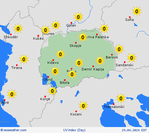 uv index North Macedonia Europe Forecast maps