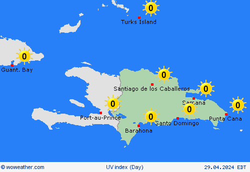 índice uv Dominican Republic Central America Mapas de pronósticos