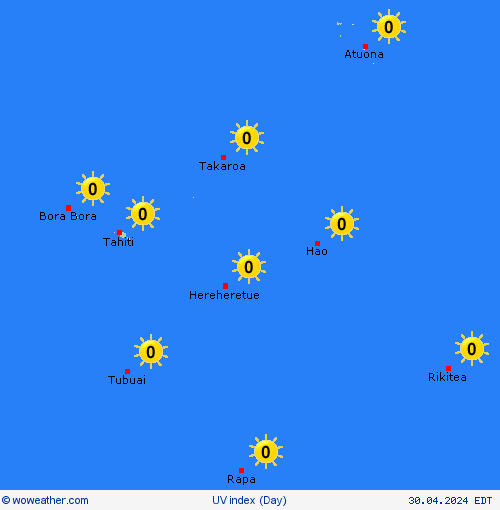 índice uv French Polynesia Oceania Mapas de pronósticos