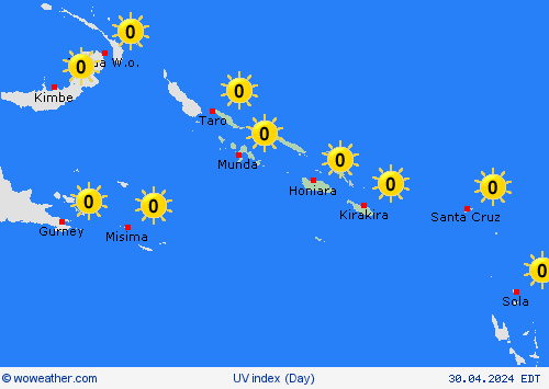 índice uv Solomon Islands Oceania Mapas de pronósticos