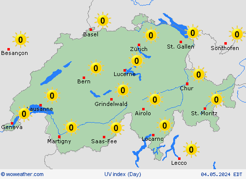 uv index Switzerland Europe Forecast maps