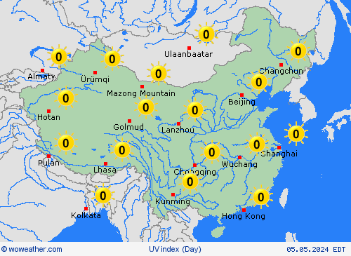 uv index China Asia Forecast maps