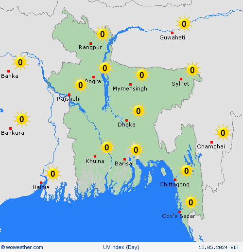 índice uv Bangladesh Asia Mapas de pronósticos