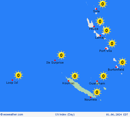índice uv New Caledonia Oceania Mapas de pronósticos