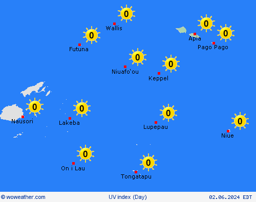 índice uv Samoa Oceania Mapas de pronósticos