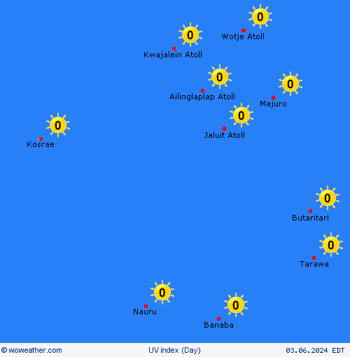 índice uv Marshall Islands Oceania Mapas de pronósticos