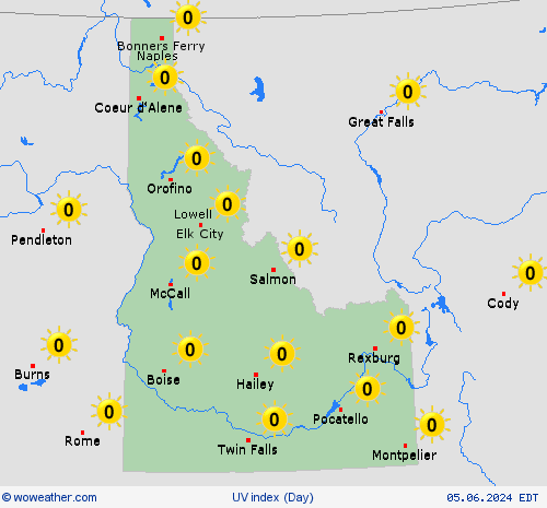 uv index  North America Forecast maps