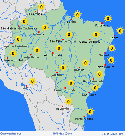 uv index Brazil South America Forecast maps