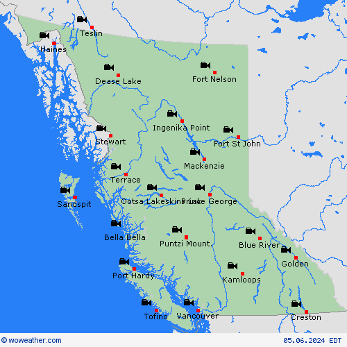 cámara web British Columbia North America Mapas de pronósticos