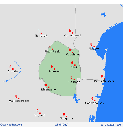 wind Swaziland Africa Forecast maps