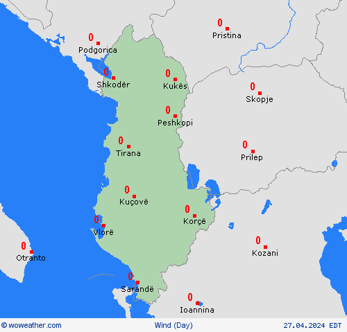 viento Albania Europe Mapas de pronósticos