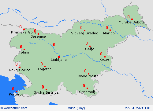 viento Slovenia Europe Mapas de pronósticos
