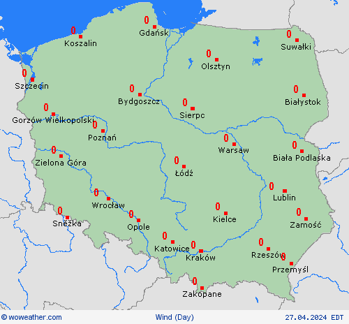 viento Poland Europe Mapas de pronósticos